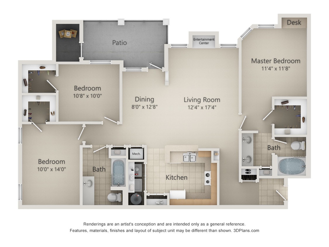 The Ravinia - The Chastain - 2 Beds - 2 Baths - 1341 Sq. ft. - The Chastain