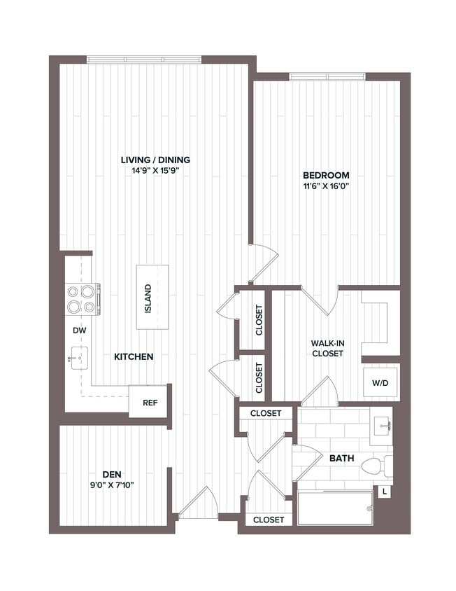 Floor Plan - 1 Bed/1 Bath Den - AD6 Bldg D