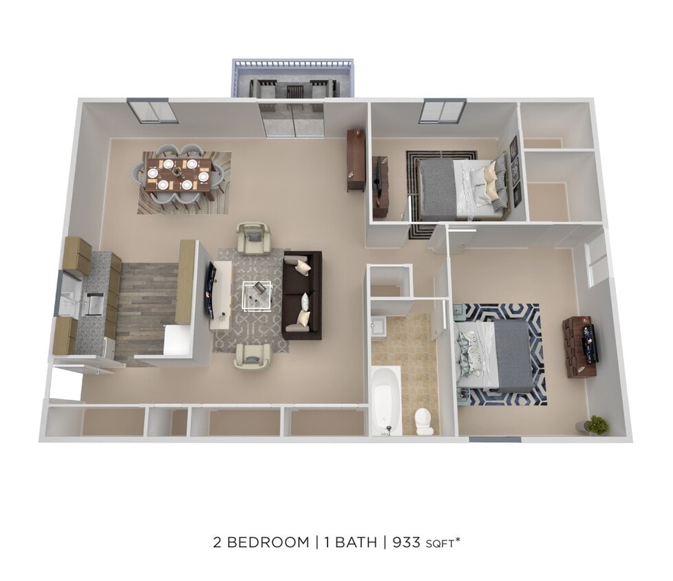 Floor Plan - Two Bedroom-933 sqft