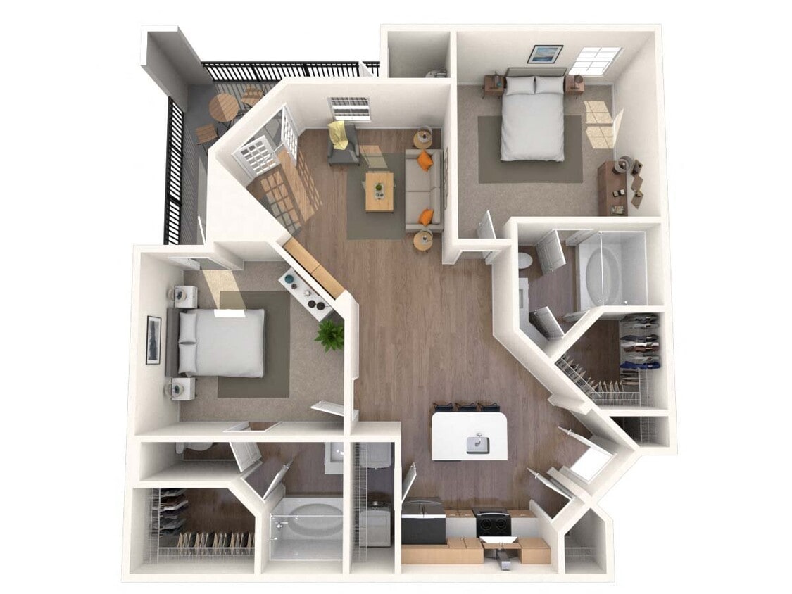 Floor Plan - Traditional 2x2 972 SF