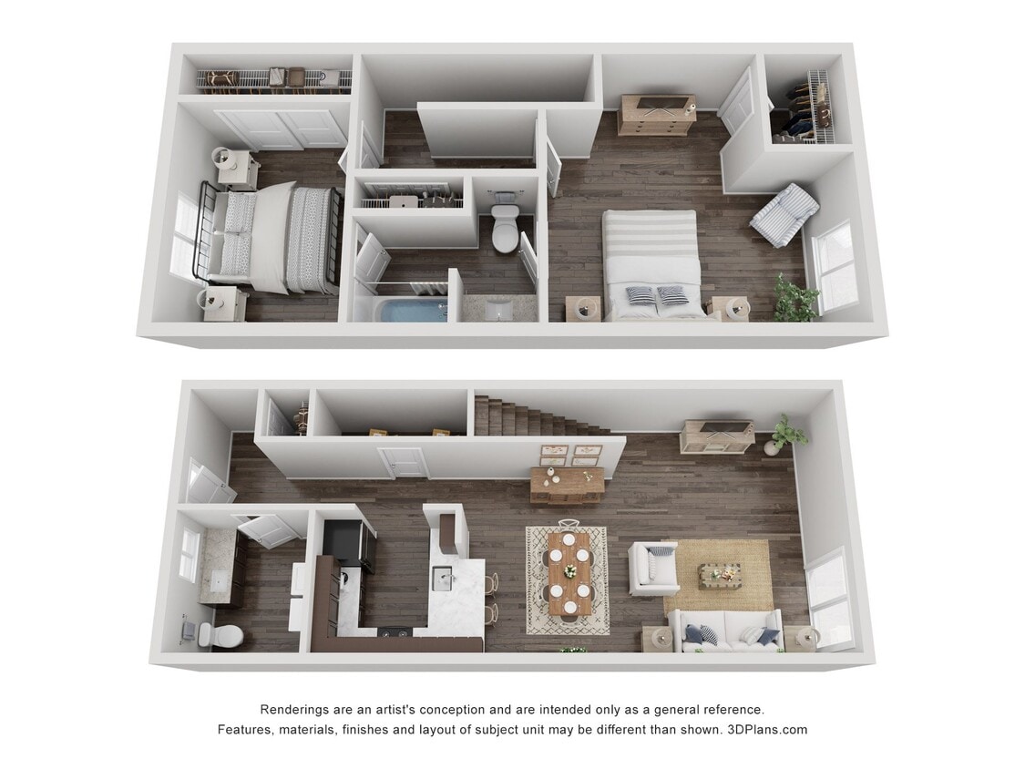 Floor Plan - B5 - 2 Bed 1.5 Bath Townhome
