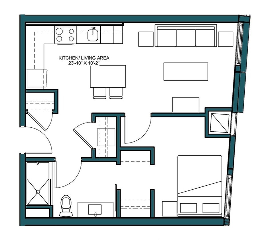 Floor Plan - 1 Bed/1 Bath-B1C