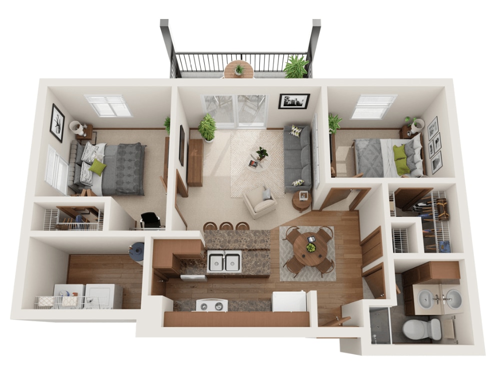 Floor Plan - 2 Bedroom 1 Bath 