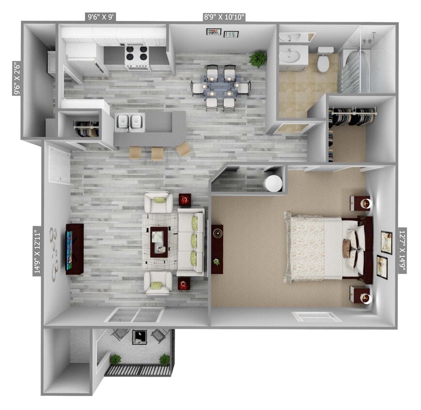 Floor Plan - 1 Bedroom | 1 Bathroom
