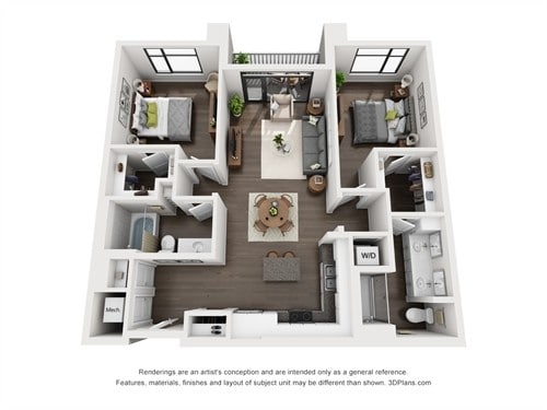 Ellison On Broad - Chiffon (C6) - 2 Beds - 2 Baths - 1099 Sq. ft. - Chiffon (C6)