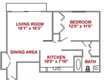Phase II- Floor Plan C - Phase II, Floorplan C, 1 Bedroom, 1 Bath