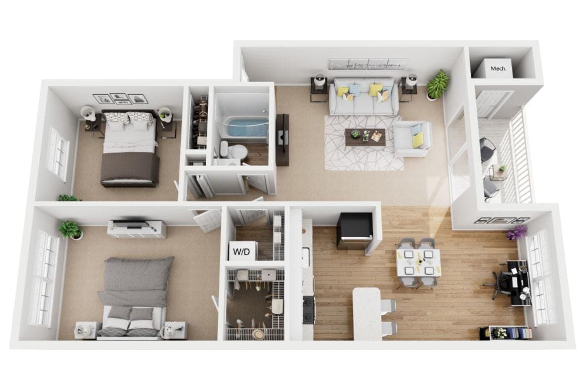 Floor Plan - Two Bedroom One Bath Renovated