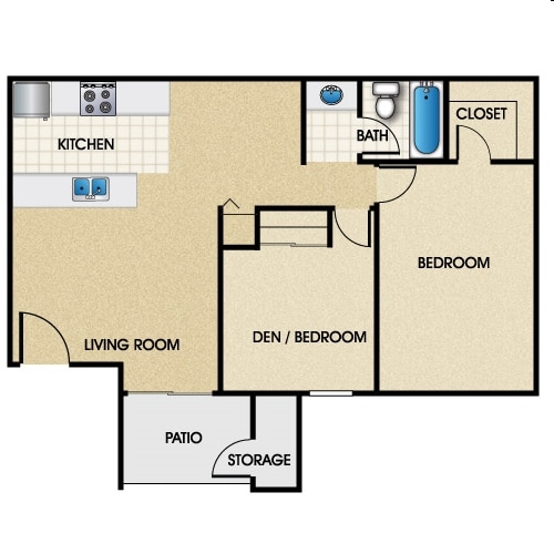 2BR/1BA - 2x1 WD