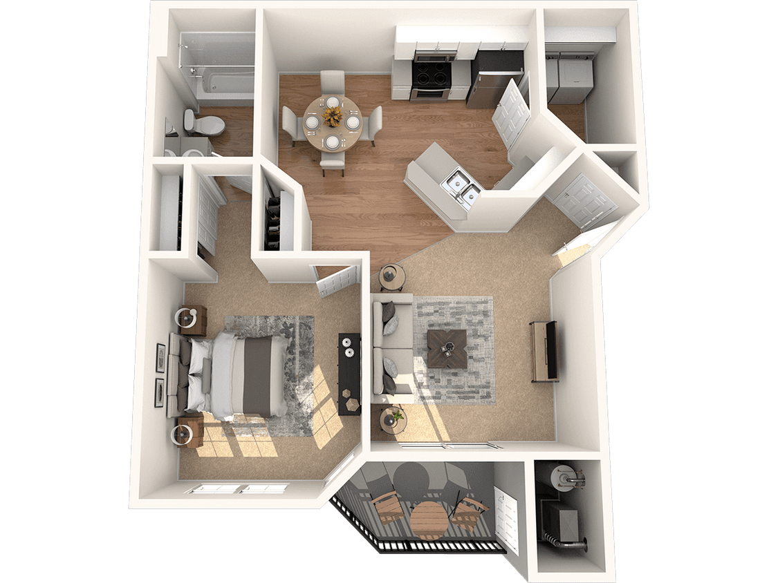 Floor Plan - 1 Bed 1 Bath