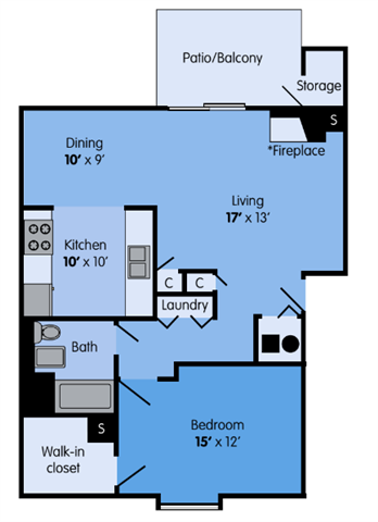 Floor Plan - 1 bed 1 bath lg Sundance Reno-Willow