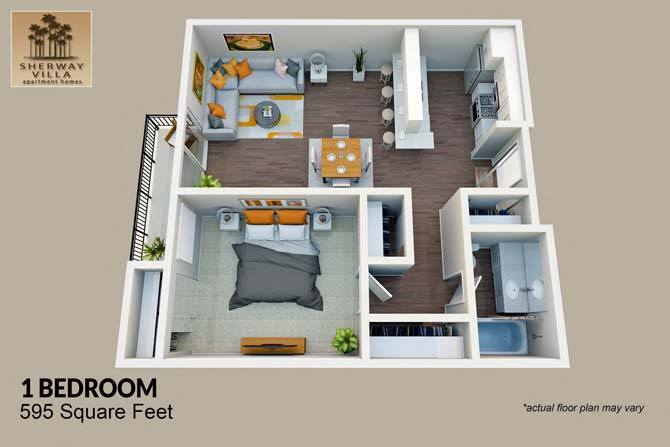Floor Plan - 1 Bed 1 Bath