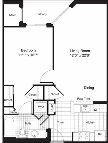 Floor Plan - 1 Bedroom J