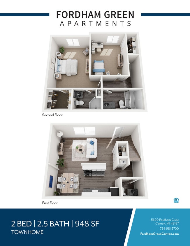 Floor Plan - 2 Bedroom 2.5 Bathroom Townhouse