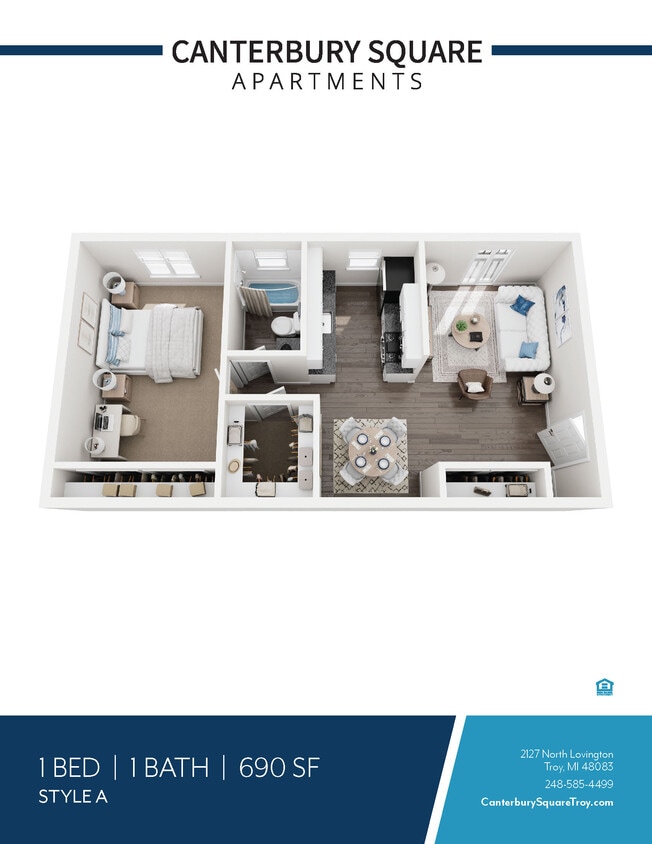 Floor Plan - 1 Bedroom 1 Bathroom