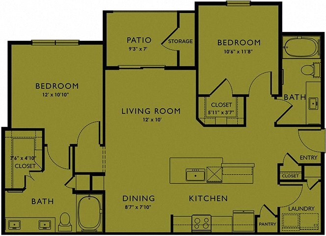 Floor Plan - Two-Bedroom (B2)