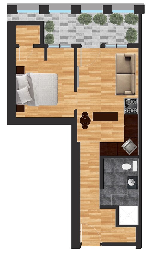 Floor Plan - 1 Bedroom