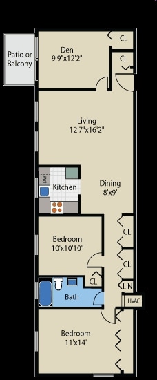 2BR/1BA - 2B/1Ba