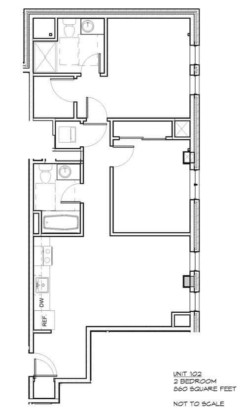 Floor Plan - 2 Bed 2 Bath 102