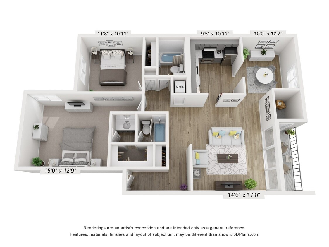 Floor Plan - C - 2BR 2BA (1120sf)