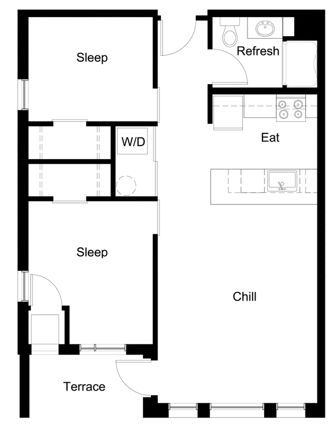 Floor Plan - 1x1 752 suite