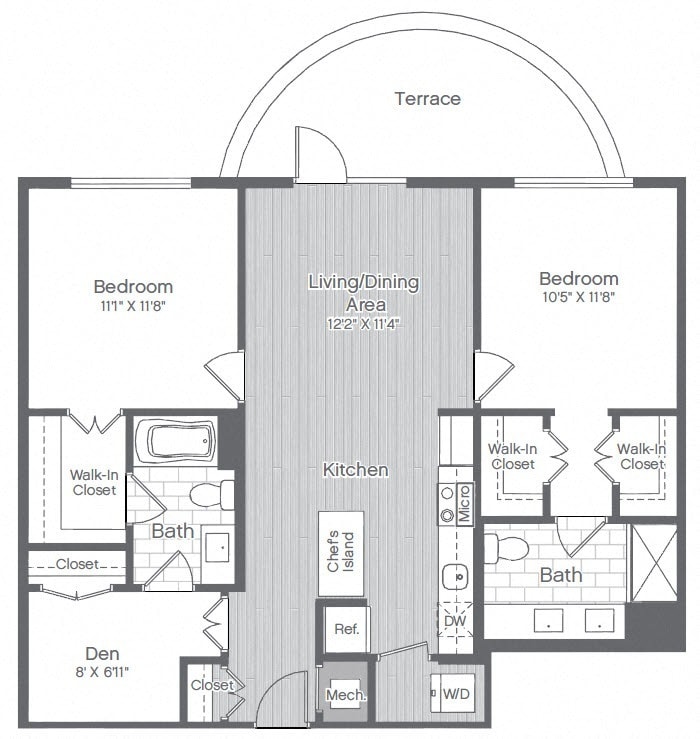 Floor Plan - 2 Bed/2 Bath Den-B13