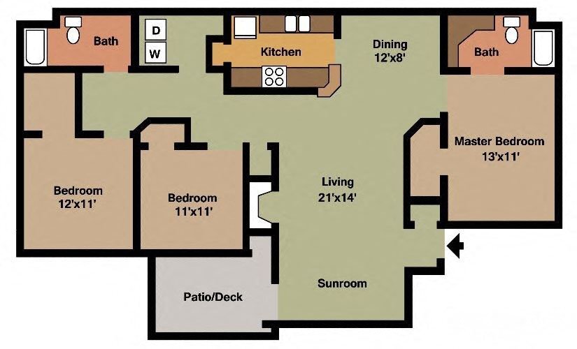 Floor Plan - 3bed - 2bath
