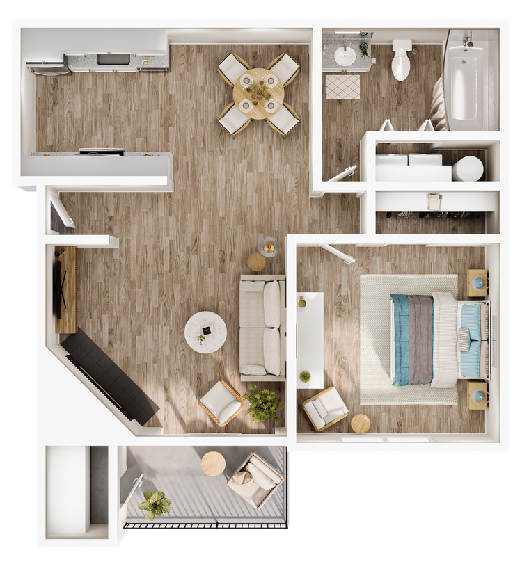 Floor Plan - 1 Bedroom / 1 Bathroom