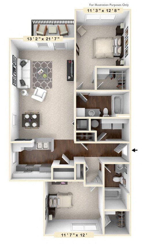 Floor Plan - The Morgan 2 BR 2 BA