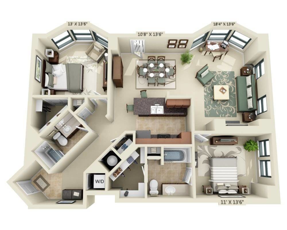 Floor Plan - Two Bedroom B2H