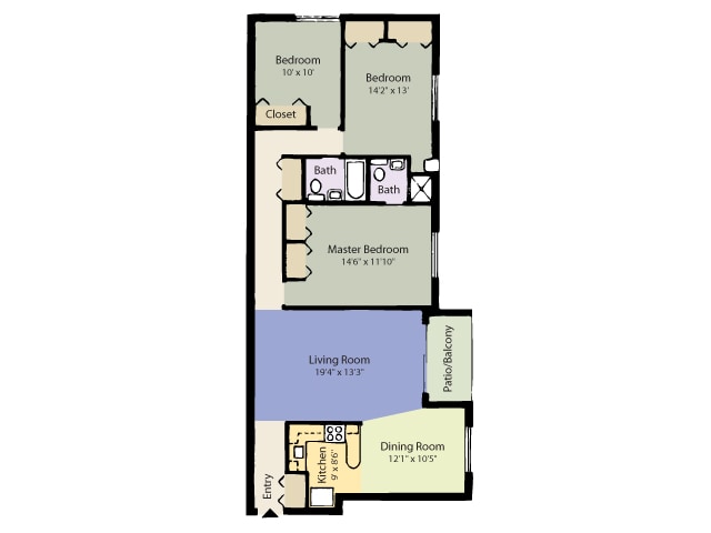 3 Bedroom / 2 Bath / 1064 Sq.Ft. - The Cypress 