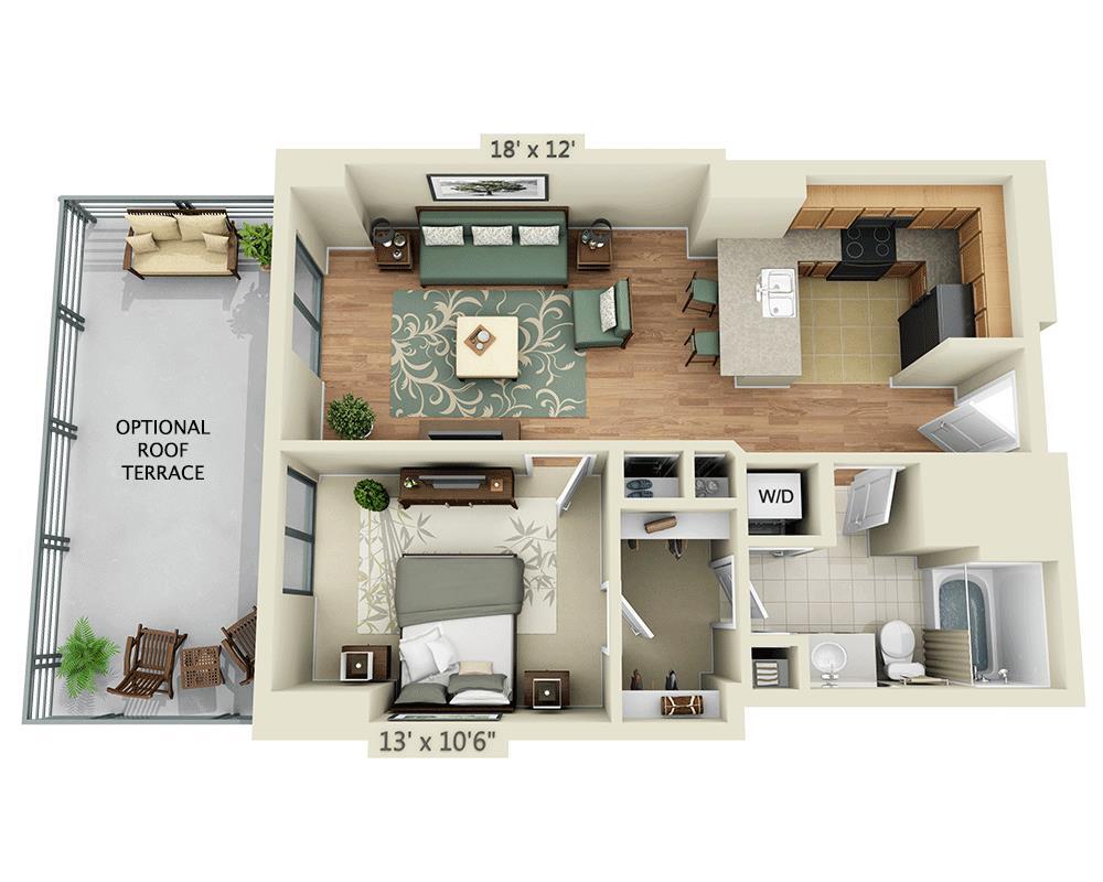 Floor Plan - 1 BEDROOM TOWER (A1E)