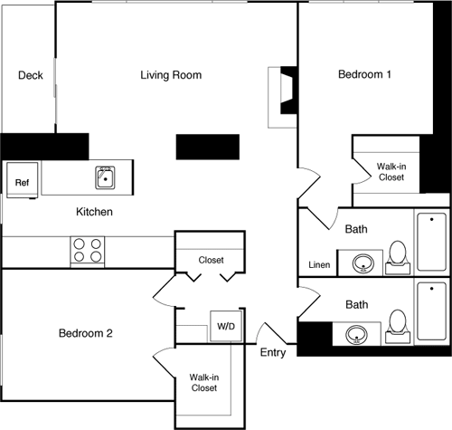 Floor Plan - 2 Bed 17G SW