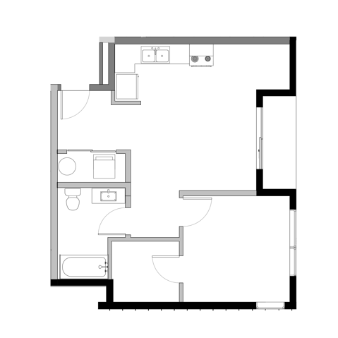 1x1 E Floorplan - The Latimer
