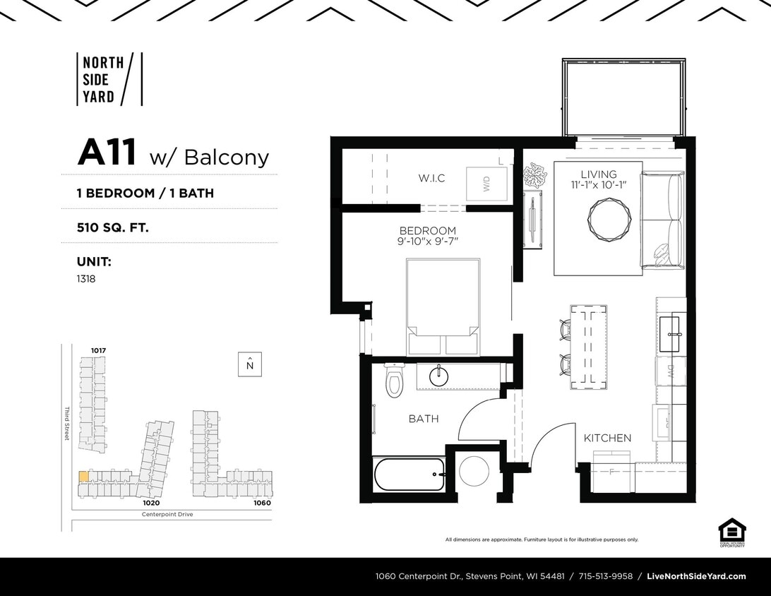 Floor Plan - A11 - 1 Bed / 1 Bath