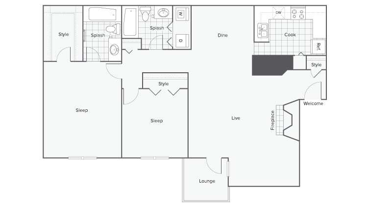 Floor Plan - Oleander 2X2 