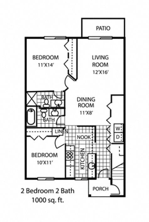 Floor Plan - 2 Beds | 2 Baths Lower