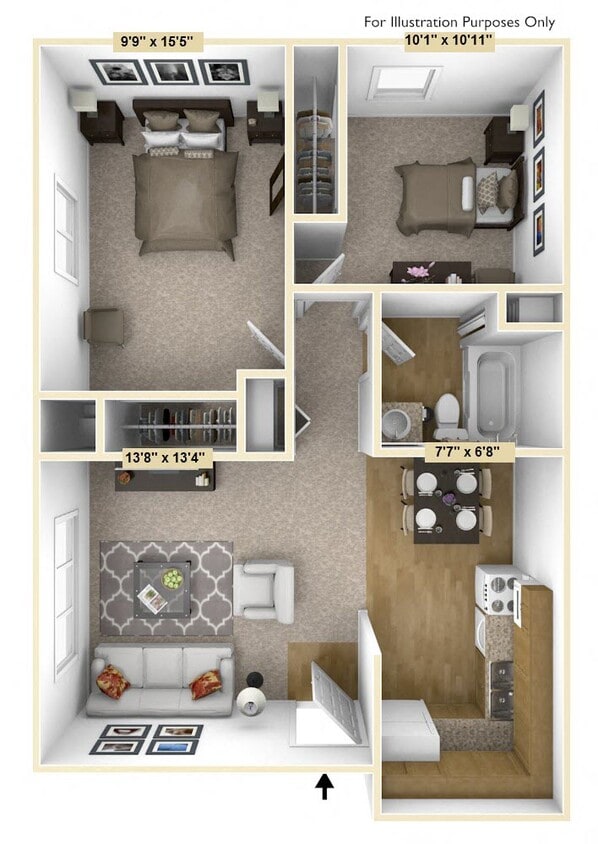 Floor Plan - Two Bedroom Barrier-Free 
