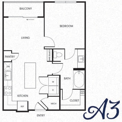 Floor Plan - One-Bedroom (A3)