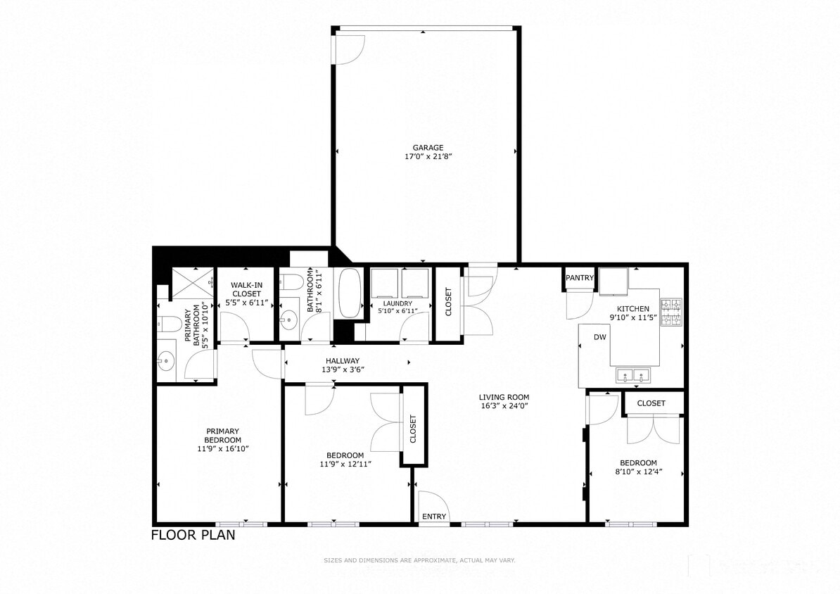 Floor Plan - 3 Bed/2 Bath Lower, 2 Stall Att. Garage (14/3B/3)