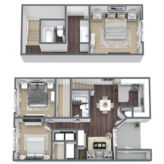 Floor Plan - 3x2 Townhome