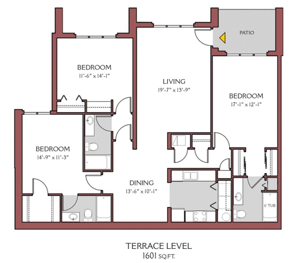 Floor Plan - 3 Bed/3 Bath (Terrace) - Fully Upgraded