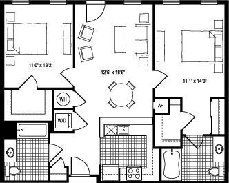 2CHC+SA floor plan The Clarendon - 2CHC+SA