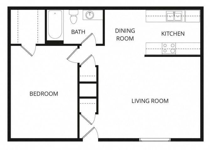 Floor Plan - 1 Bed 1 Bath