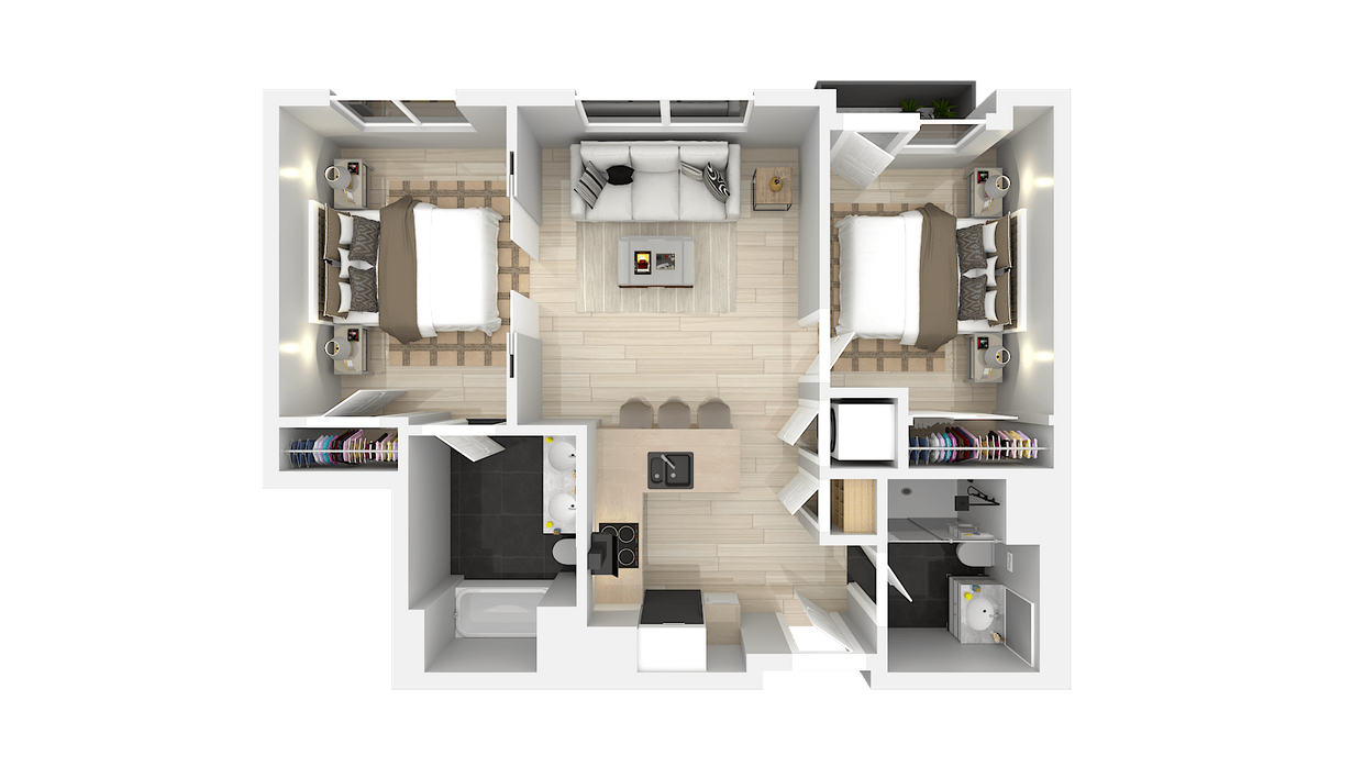 Floor Plan - Two Bedroom Two Bath B & C