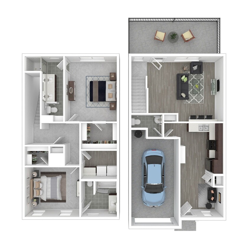 Floor Plan - Plan A 2 Bed + Flex, 2.5 Bath