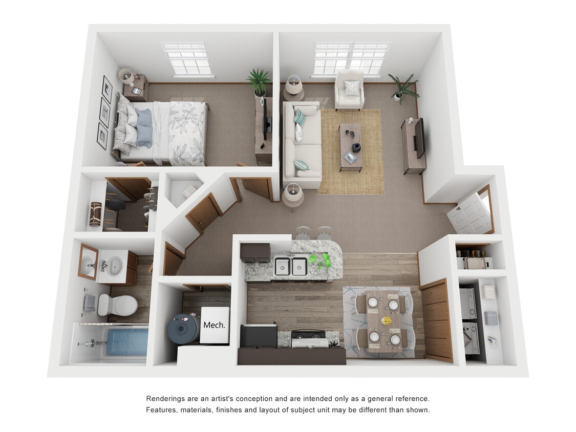 Floor Plan - One Bed, One Bath
