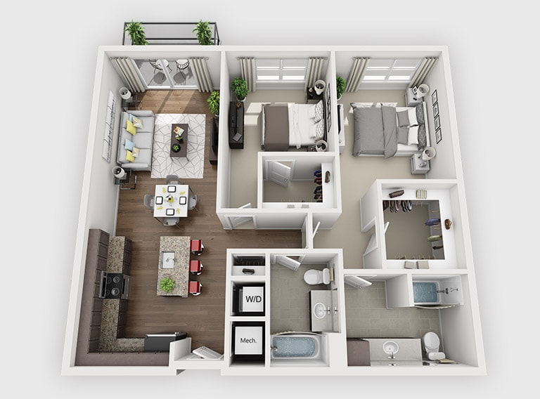 Floor Plan - 2 Bed 2 Bath (C6)