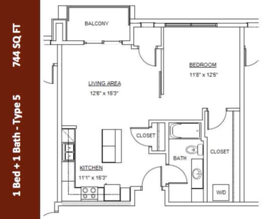 1 bed 1 bath | Apartment in Rochester MN | 501 on First - 1 Bedroom - 1 Bath (Type 5)