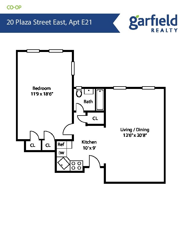 Floor Plan - 1 Bedroom/1 Bathroom