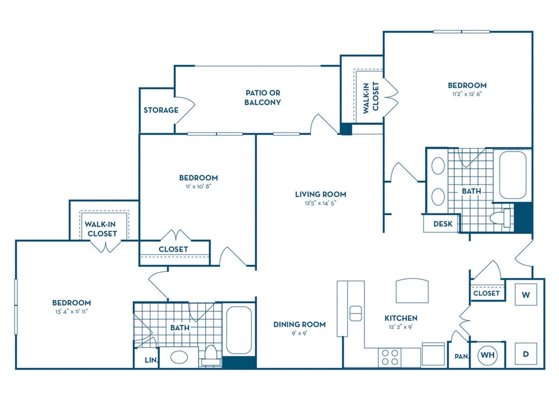 3 Bedroom | 2 Bath | 1288 SF - C2